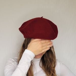 SOLD Wool Raspberry Maroon BERET Parisian